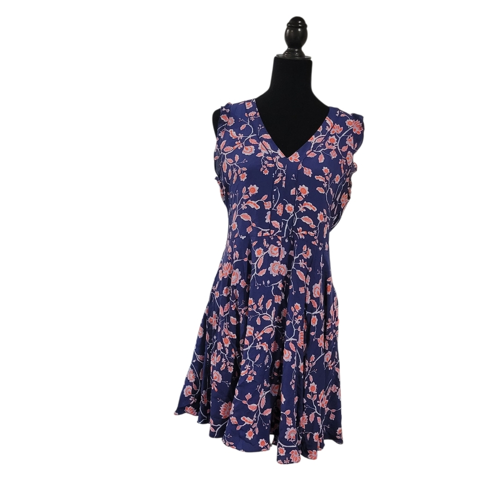 Rebecca Taylor Floral Silk Dress Blue Orange ​​​​​​​​​